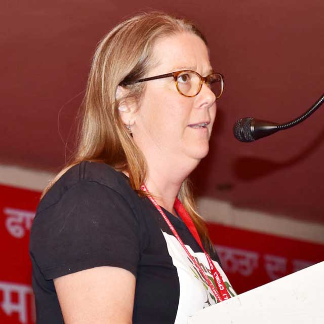 Comrade Susan Price from Australia addressed the 10th Congress